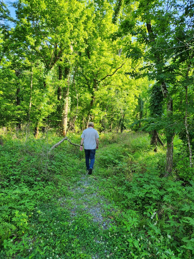 Shane walking the trail